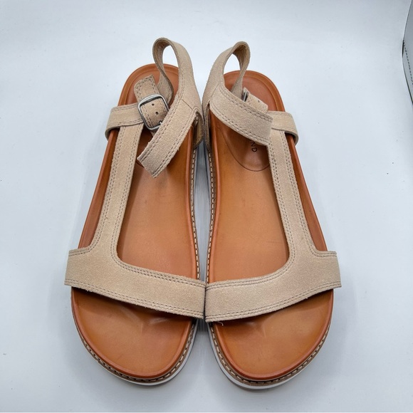 Lucky Brand Ibrien Platform Wedge Sandal Beige Leather - Picture 9 of 10